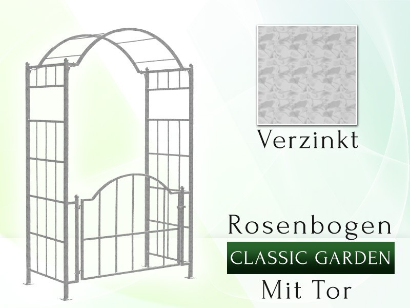 Rosenbogen "Classic - Garden" mit Tor   Eisen Massiv Rosenbogen für deinen Garten, erhältlich in drei Varianten: Rost, Verzin...