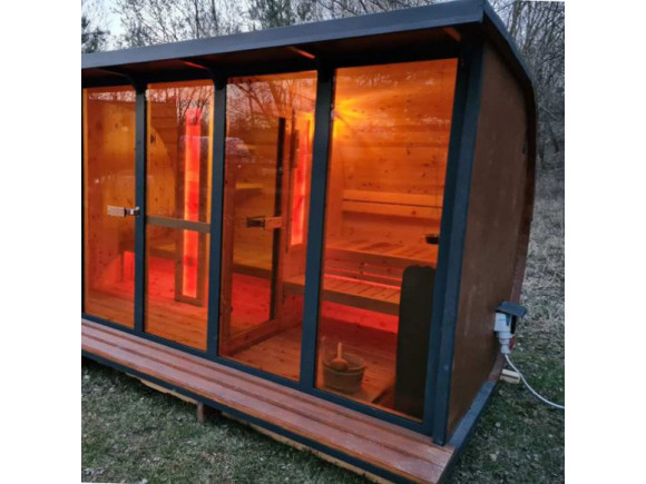 Gartensauna Outdoorsauna Saunahaus HORISONT inkl.Saunaofen 3.1m