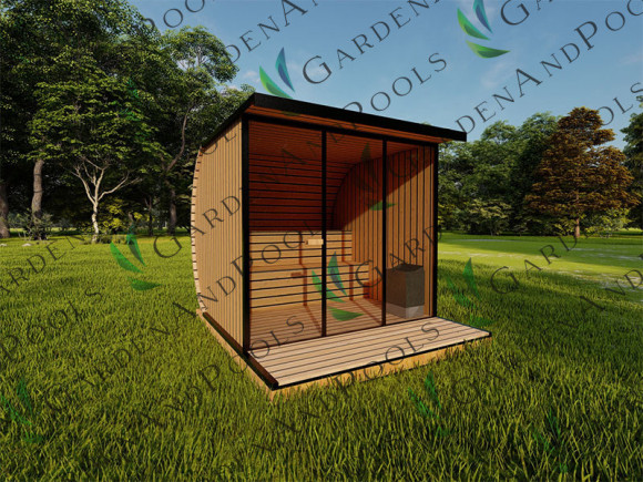 Gartensauna Outdoorsauna Saunahaus HORISONT inkl.Saunaofen 2.4m