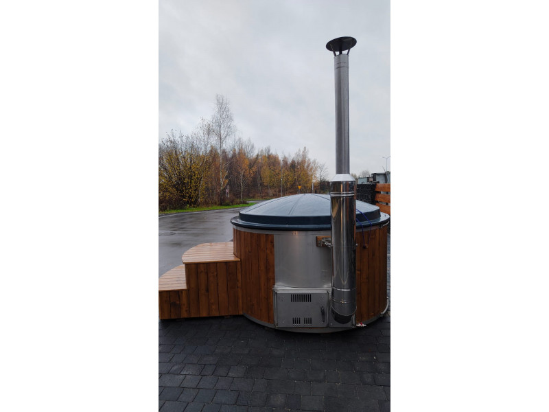 Thermoholz Outdoor Whirlpool BadeFass mit Interner Holzofen Ø 1.94 m