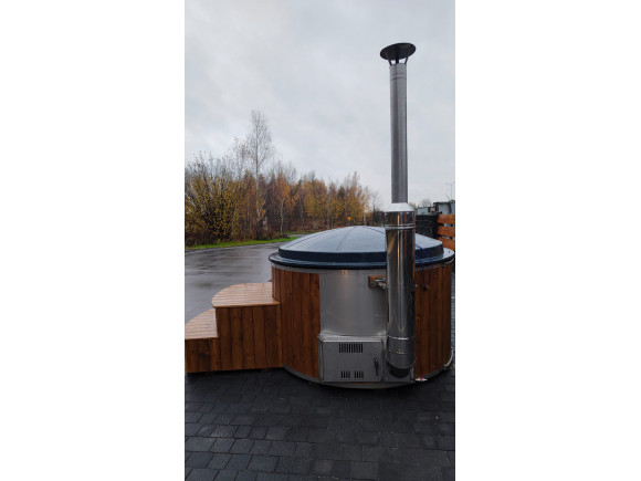 Thermoholz Outdoor Whirlpool BadeFass mit Interner Holzofen Ø 1.94 m