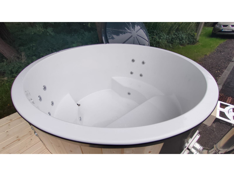 Thermoholz Outdoor Whirlpool BadeFass mit Holz Ofen Außen Ø 1.76 m