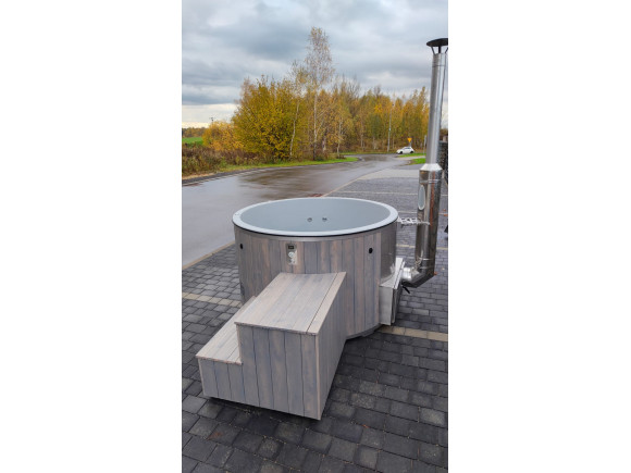 Thermoholz Outdoor Whirlpool BadeFass mit Holz Ofen Außen Ø 1.76 m