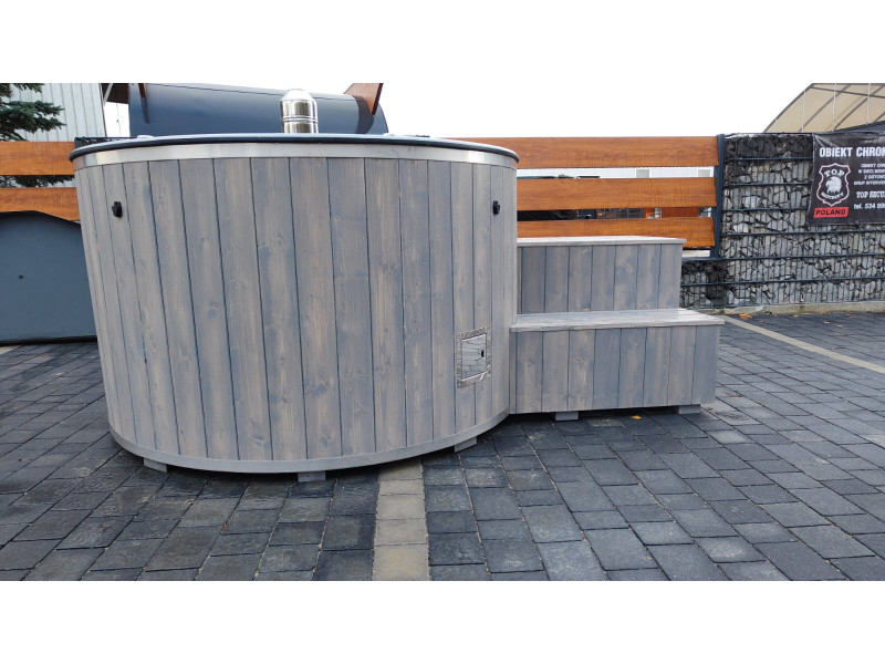 Thermoholz Outdoor Whirlpool BadeFass mit Holz Ofen Außen Ø 1.76 m